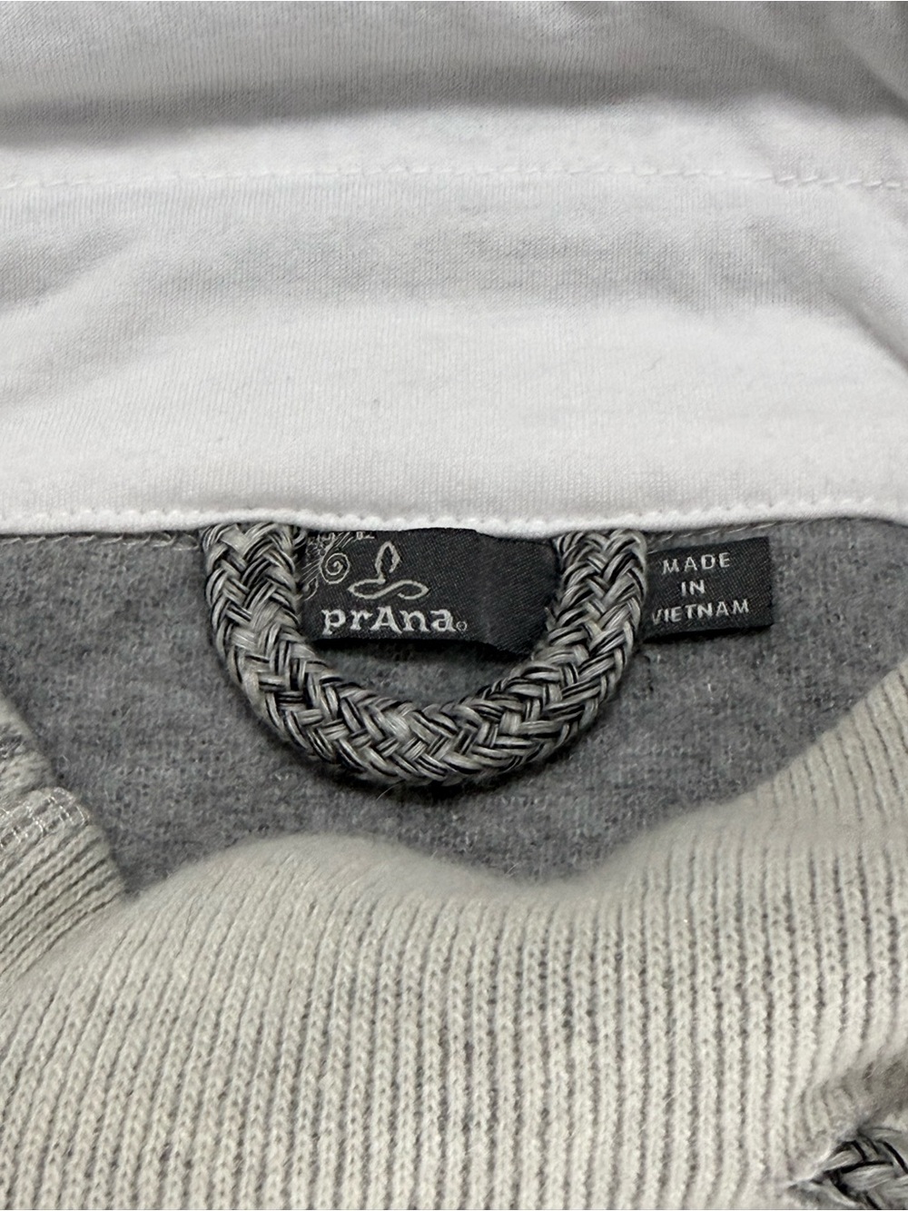 prAna Lucia Herringbone Funnel Neck Sweater Gray Wool Blend Small - Picture 5 of 6